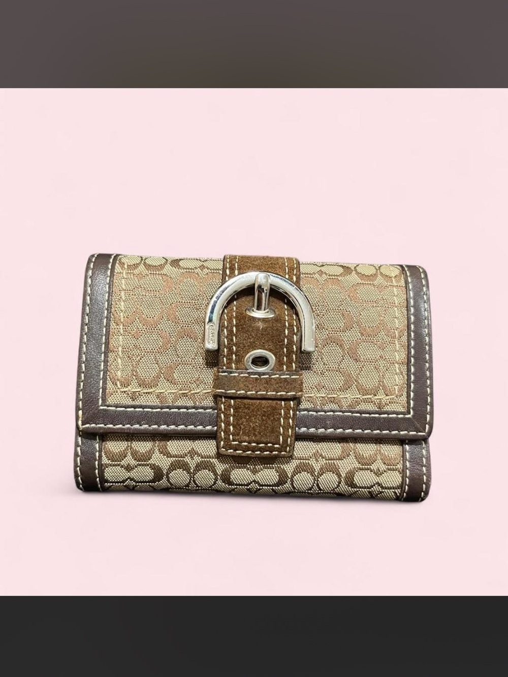 coach suede brown mini soho wallet 🤎